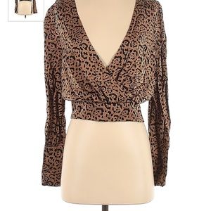 Good American cheetah print crop with open back